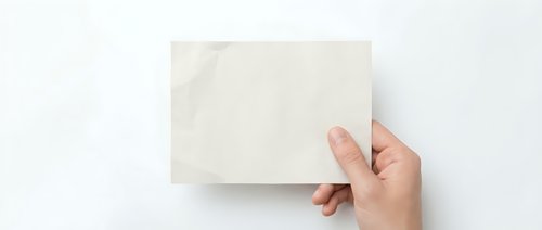 Hand holding blank white card mockup on clean background for branding design presentation and marketing materials showcase.