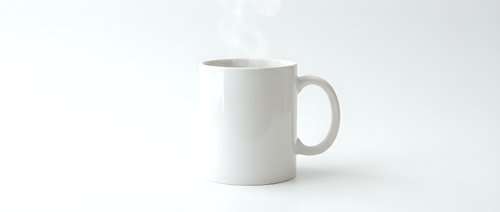 White ceramic coffee mug isolated on clean background for mockup design and branding projects.