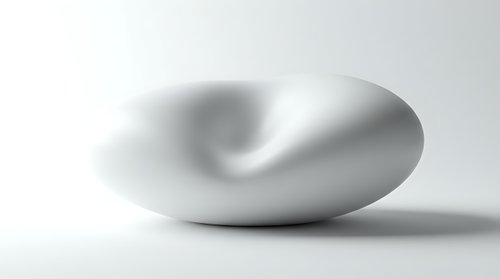 Abstract white organic form with smooth curves and flowing lines on neutral background for modern design projects.