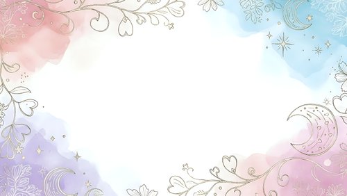 Watercolor frame with floral ornaments and celestial elements on white background for wedding invitations, greeting cards and romantic designs.