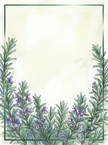 Lavender flowers and green foliage frame the bottom and sides of this isolated botanical border design on cream background, ready for stationery, invitations, and creative projects.
