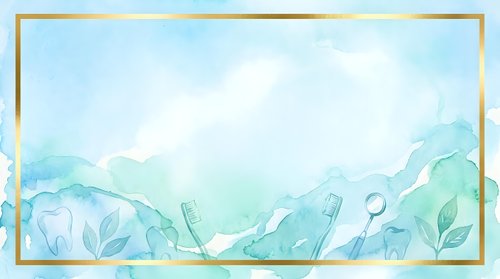 Watercolor botanical frame with turquoise and green foliage, gold border on light background. Suitable for invitations, greeting cards, and design templates.
