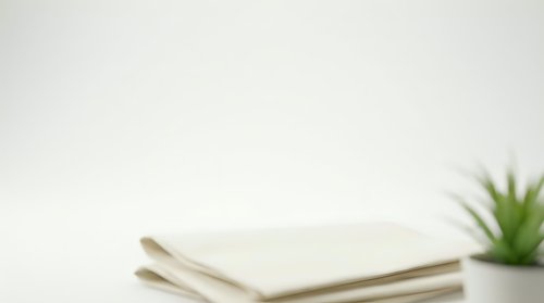 Blank open notebook with wooden pencils and potted succulent plant on white surface for writing, planning, and creative projects.