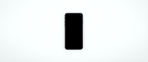 Modern black smartphone with blank screen isolated on white background for mockup and design projects.