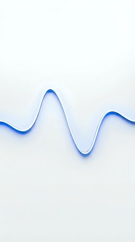 Blue flowing wave line on white background creating smooth curved motion for modern digital design and technology presentations.
