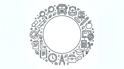 Logistics and supply chain icons arranged in circular frame with empty center space for text, representing transportation, delivery, warehouse management, and distribution services.