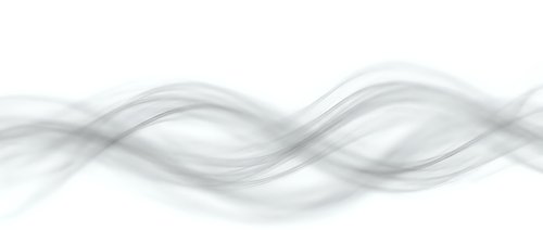 Abstract flowing gray smoke waves on white background creating elegant curved lines and smooth transitions for modern design projects.