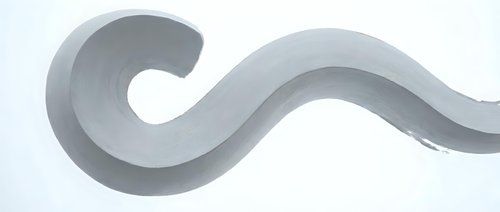 Abstract gray wave flowing in smooth curves on white background creating modern minimalist design element for contemporary graphics and branding projects.