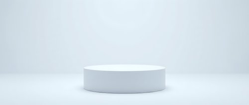 White cylindrical podium platform on clean minimalist background for product display and presentation mockups.