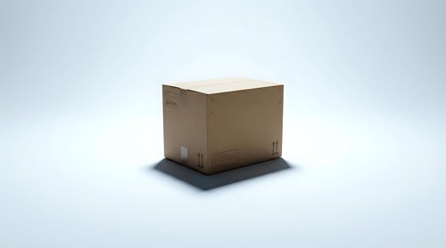 Open cardboard box isolated on white background, ready for packaging design, shipping mockups, and e-commerce applications.