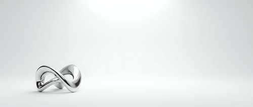 Elegant silver infinity symbol on clean white background representing eternal love, endless possibilities, and mathematical concepts for modern design projects.