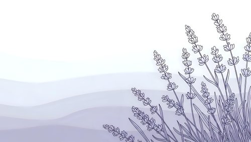 Lavender flowers with purple mountain landscape background for aromatherapy and wellness design projects.