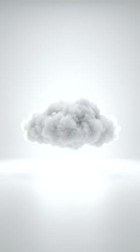 Single fluffy white cloud floating in clear gray sky with soft natural lighting for weather and climate concepts.