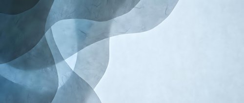 Abstract blue and gray flowing waves with soft gradients and translucent layers creating modern minimalist background for corporate presentations and designs.