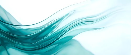 Abstract turquoise flowing waves on white background creating dynamic motion effect for modern design projects and digital presentations.