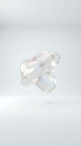Translucent glass star shape with iridescent rainbow reflections floating on clean white background for modern design projects.