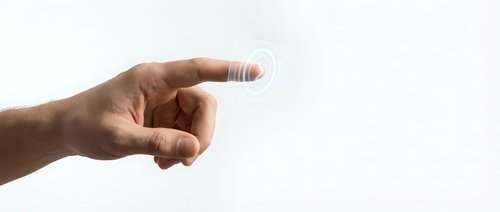 Hand pointing finger gesture on white background isolated for design and communication concepts.