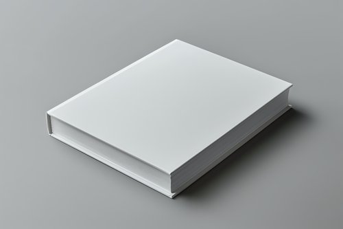 Blank white hardcover book mockup on gray background for branding, publishing, and design presentations.