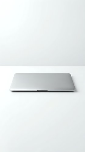 Closed silver laptop computer isolated on white background for technology and business design projects.