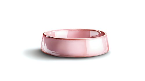 Elegant rose gold wedding band ring with beveled edges and polished metallic finish on white background, isolated jewelry photography for luxury retail.