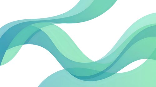 Abstract flowing waves in turquoise and mint green colors creating smooth curved lines on white background for modern design projects.