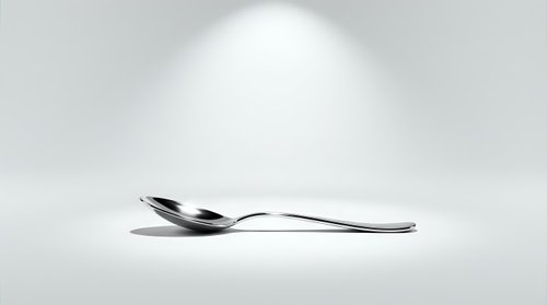 Twisted silver fork on white background, isolated and ready for design use on merchandise, packaging, and culinary marketing materials.