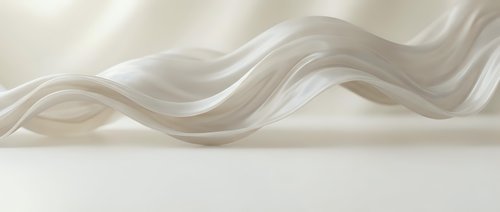 Elegant flowing white silk fabric with soft waves creating luxurious texture for premium design projects and sophisticated backgrounds.