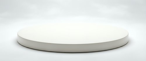 Minimalist white round platform podium stage for product display presentation on clean neutral background for commercial advertising and marketing.