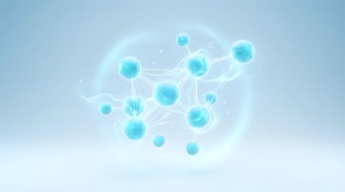 Digital network connection concept with glowing blue nodes and connecting lines on soft gradient background for technology presentations.