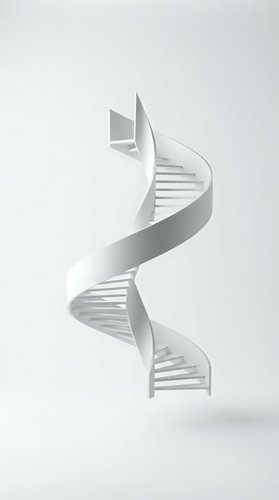 White DNA double helix structure with genetic code strands on clean background for medical research and biotechnology applications.