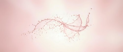 Abstract pink flowing wave with connected dots and lines creating digital network pattern on soft gradient background for technology presentations.