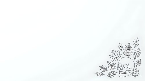 Isolated skull surrounded by autumn leaves and botanical foliage on white background, ready for design projects, apparel printing, and creative compositions.
