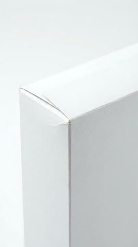 White blank cardboard box corner detail on neutral background for packaging design and product presentation mockups.