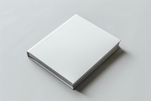Blank white hardcover book mockup on neutral background for branding and design presentation projects.
