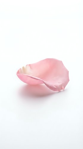Single pink rose petal isolated on white background for romantic design projects, wedding invitations, beauty and skincare concepts.