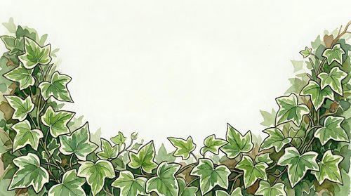 Fresh green ivy leaves border isolated on white background, ready for design projects, web graphics, and decorative layouts.