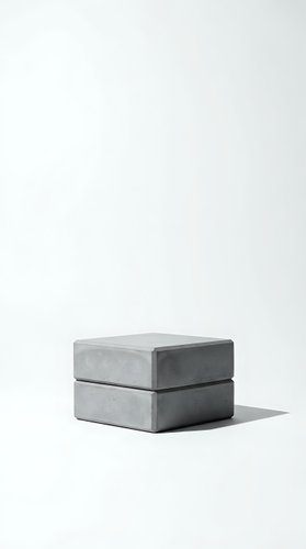Minimalist concrete cube blocks stacked on white background for modern interior design and architectural visualization projects.