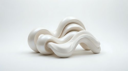 Abstract white sculptural form with flowing curves and organic shapes on neutral background for modern interior design and artistic projects.