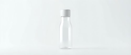 Clear plastic water bottle with white cap isolated on white background for product mockup and packaging design.