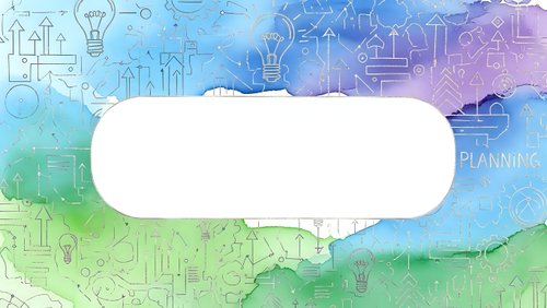Watercolor background with business icons and white speech bubble for creative presentations and marketing materials.