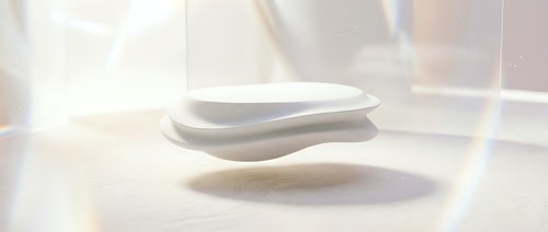 Minimalist white ceramic plates stacked elegantly on marble surface with soft natural lighting creating gentle shadows for modern kitchen and dining concepts.